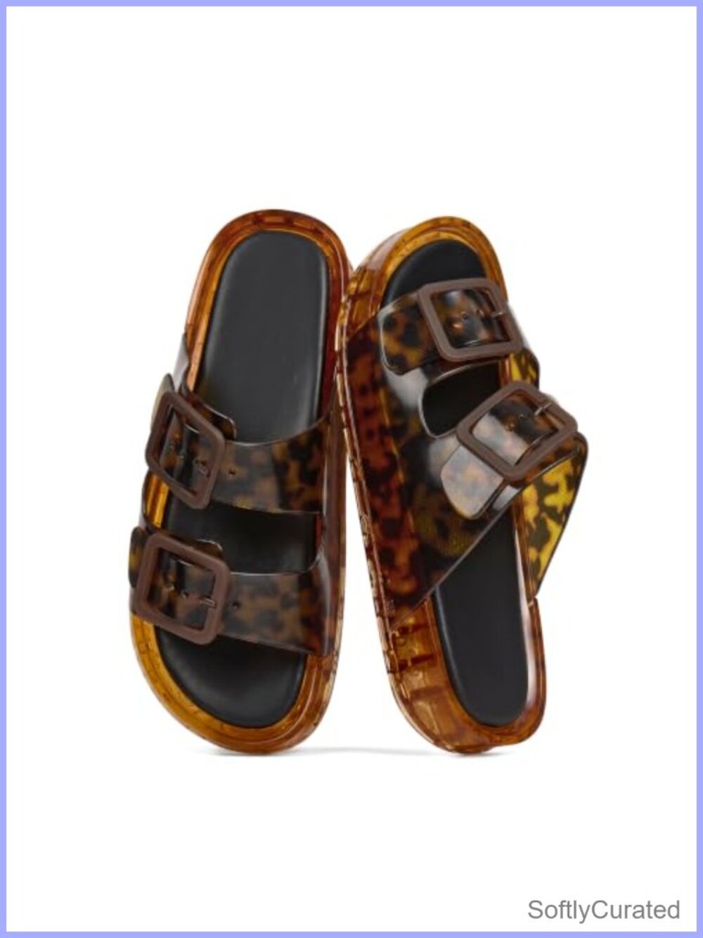 Platform Jelly Slide Sandals Adjustable Double Buckle Waterproof Beach Pool